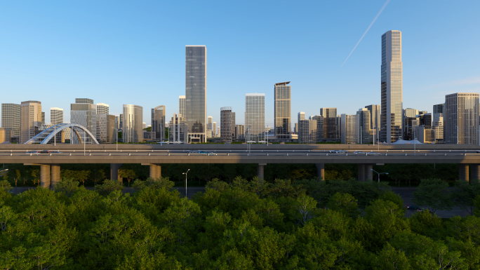 建筑生长城市发展天际线延时
