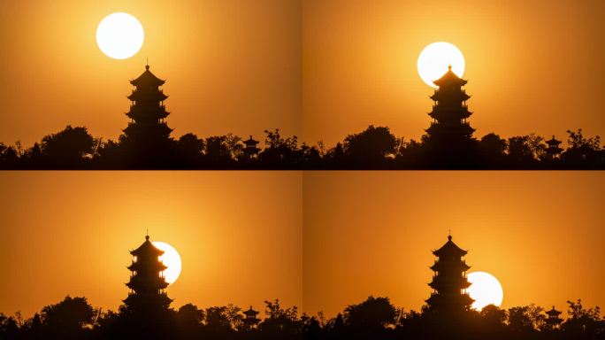 南部县灵云塔日落