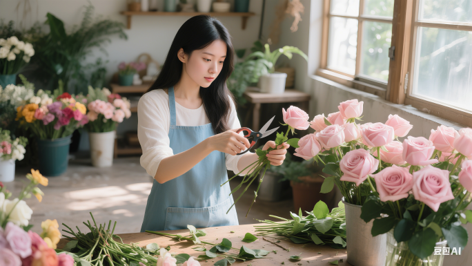 花艺师的日常鲜花创作清新治愈系花艺制作
