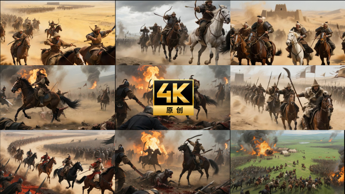 古代胡人骑兵场面铁血骑兵冲锋陷阵