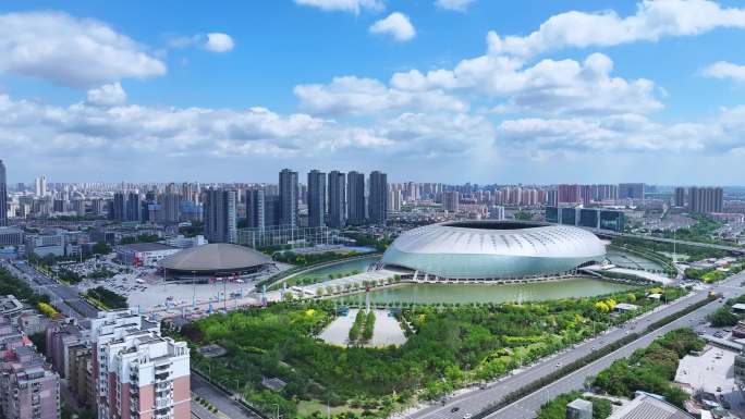 天津水上公园 城市风景航拍 绿地生态