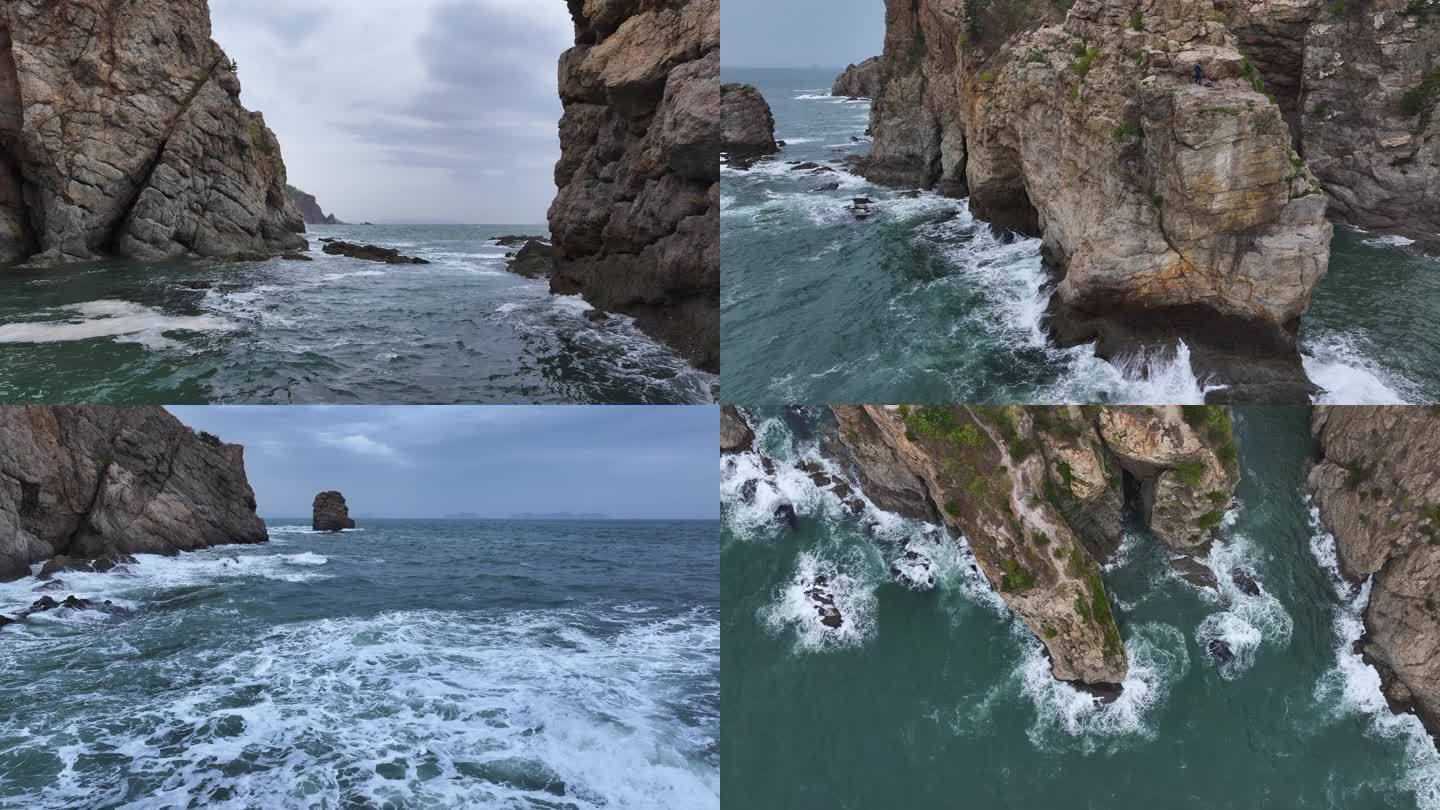 海岛礁石海岸风光 惊涛拍岸岩石嶙峋