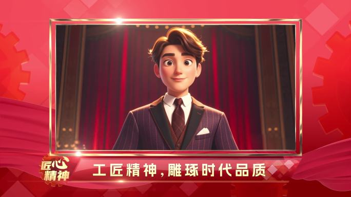 红色工匠精神AE包装