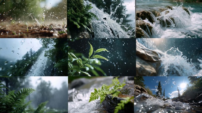 水流小溪河流下雨清澈溪流自然风光雨后森林