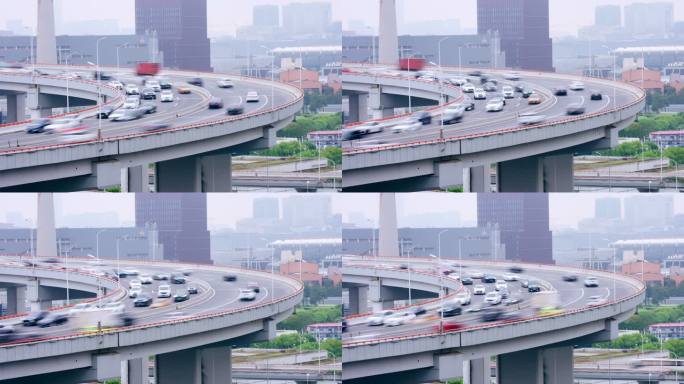 城市高架桥车流延时摄影