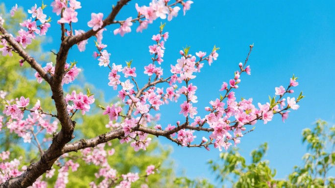 桃花盛开春天来到