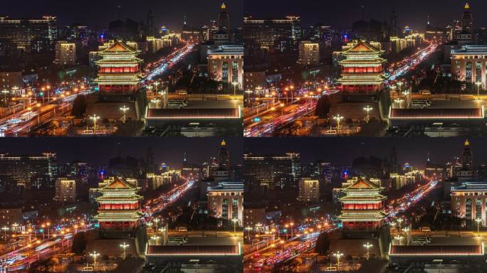 北京中轴线鼓楼夜晚延时素材空境