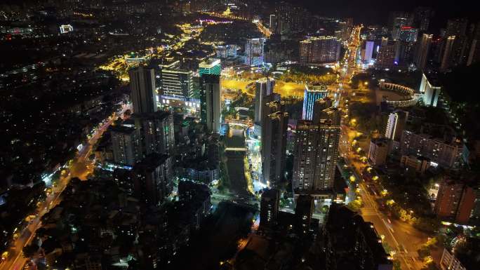 都市夜间繁华景象鸟瞰