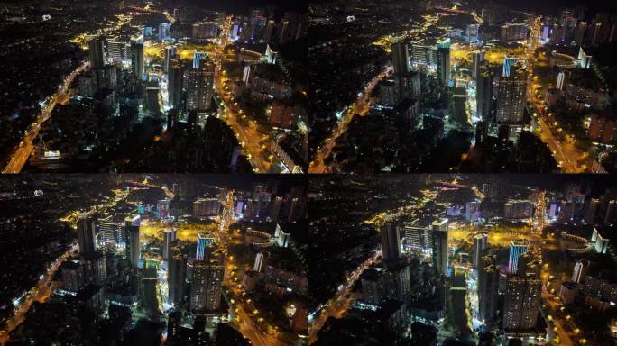 都市夜间繁华景象鸟瞰