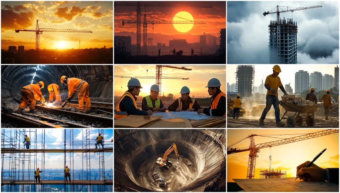 工地建筑城市建设工地延时建筑工人施工合集
