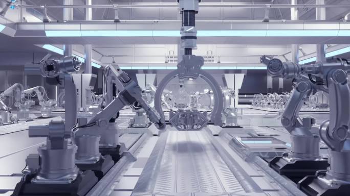 未来自动化生产线工厂智能制造3D场景模型