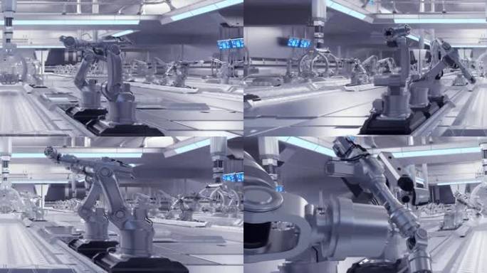 未来自动化生产线工厂智能制造3D场景模型