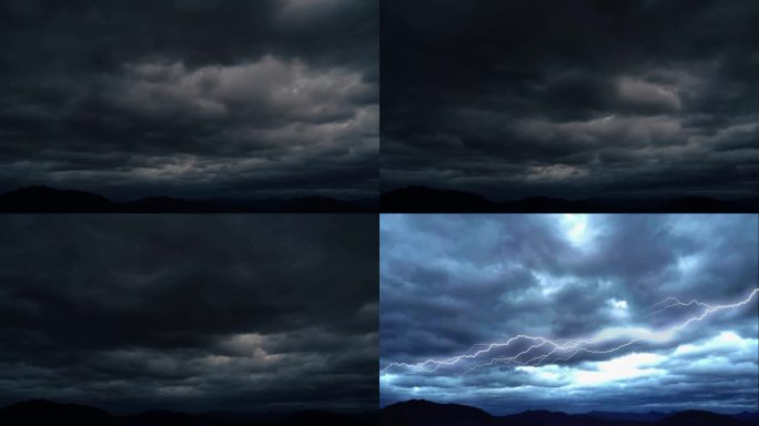 乌云密布下的闪电AE模板雷雨天气自然景观