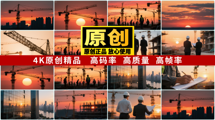 建筑工地工地延时城市建设工地施工建筑工人