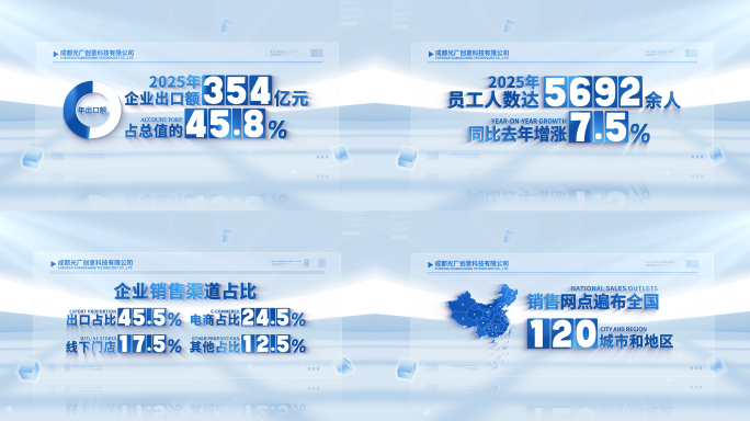 简洁蓝色企业文字数据展示