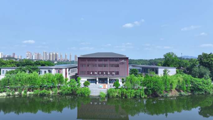 岳阳市图书馆航拍素材