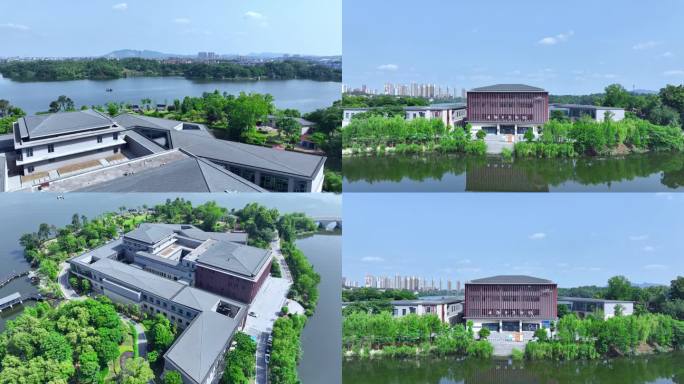 岳阳市图书馆航拍素材