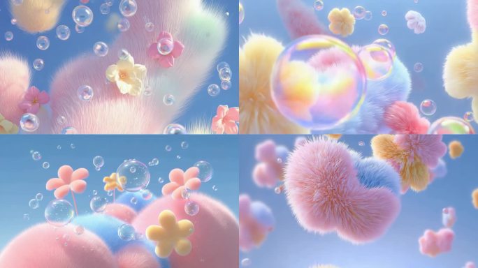 梦幻泡泡与毛绒绒、儿童节背景