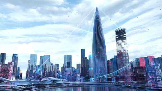 未来城市科技感深圳穿梭全息城市