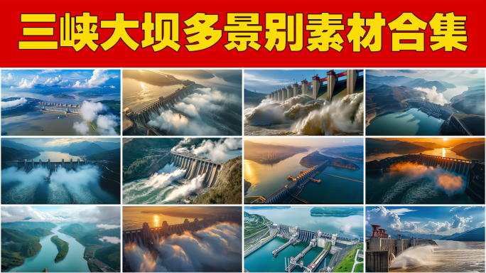 三峡大坝航拍水利工程水坝泄洪长江三峡