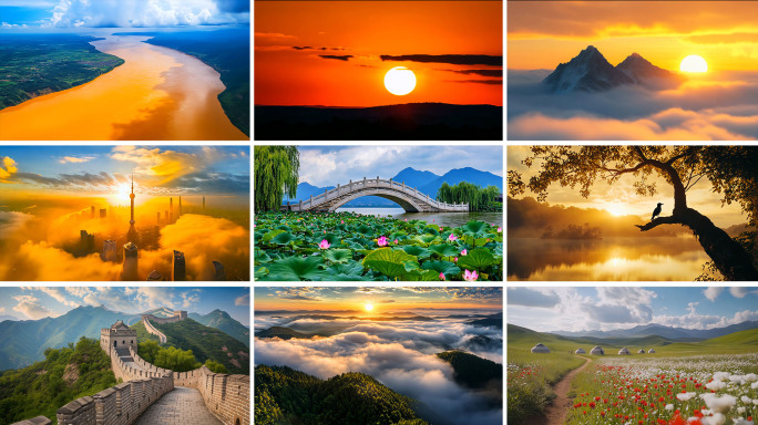 中国大好河山风景山水自然风光壮丽景色