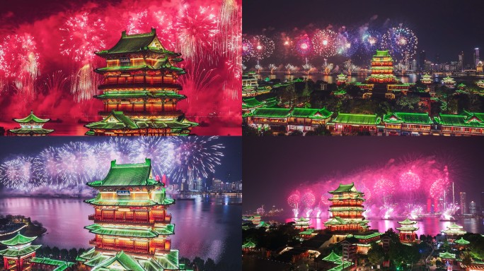 绚丽烟花点亮城市夜空-2025南昌烟花秀