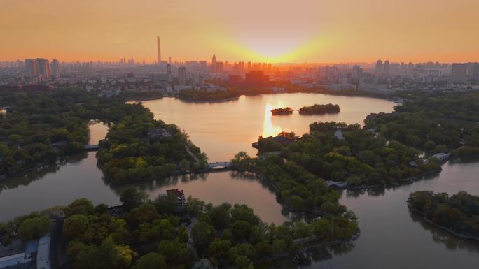 天津水上公园夕阳