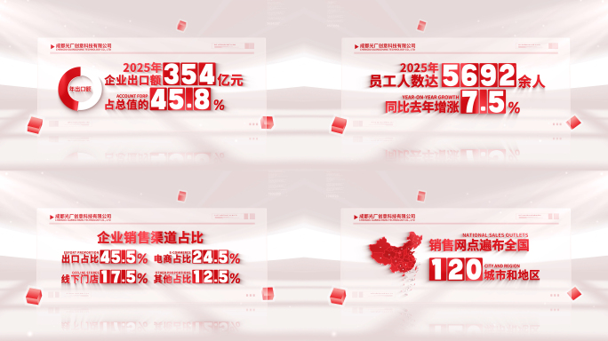 简洁红色企业文字数据包装展示