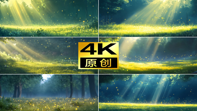4K宽屏 森林童话萤火虫梦幻森林