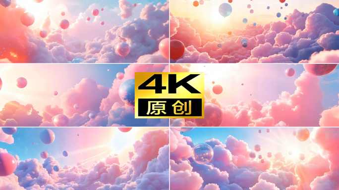 520粉色梦幻浪漫气球天空