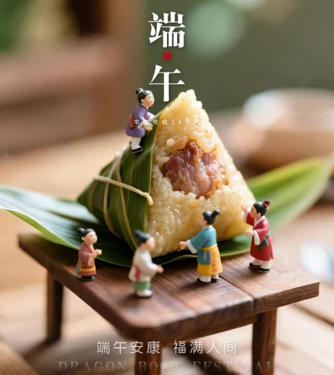 端午节包粽子赛龙舟香囊五彩绳艾叶微缩摄影