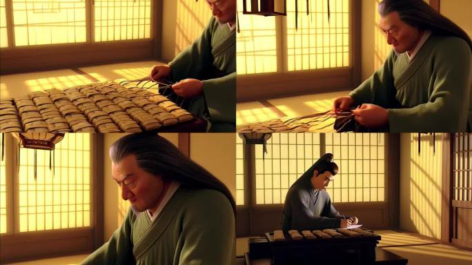 古代文人编撰竹简