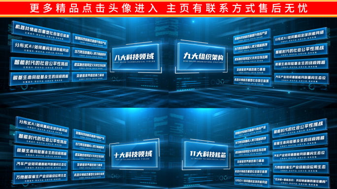 蓝色科技文字分类包装展示