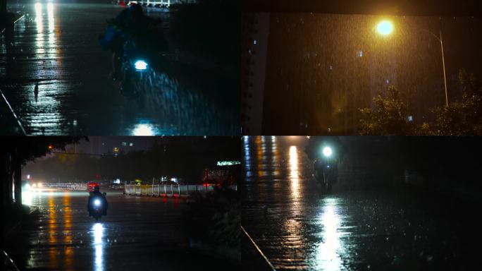雨夜城市街道车辆行驶