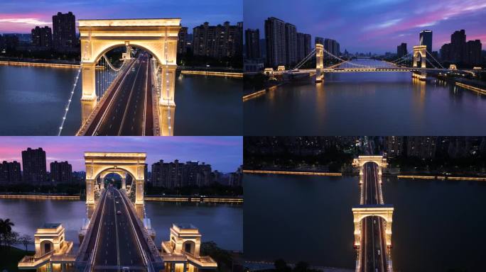 珠海香山桥蓝调夜景航拍