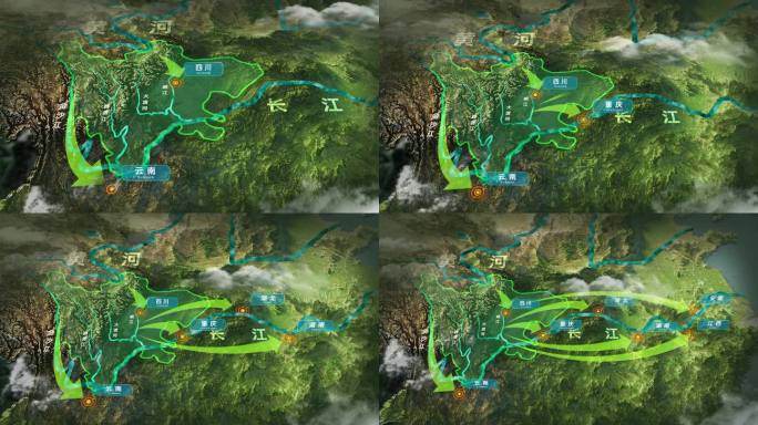 长江黄河水路交通运输线路展示
