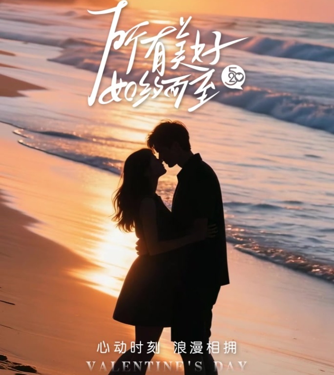 520情人节七夕恋爱浪漫玫瑰唯美动态海报