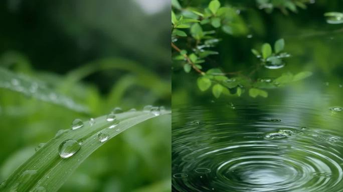 小满 小满节气 小满竖版 麦田荷花 下雨