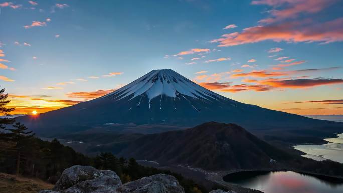 富士山日出壮丽景色