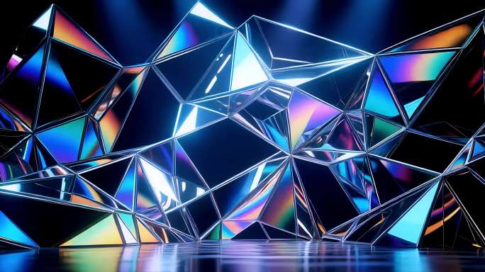 梦幻迷幻棱镜反射光影变幻舞台背景视频