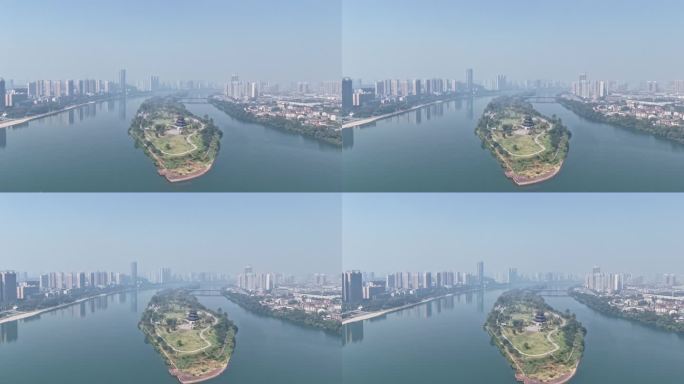 城市江景航拍