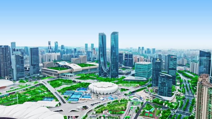 清晨云海杭州城市地标西湖航拍延时
