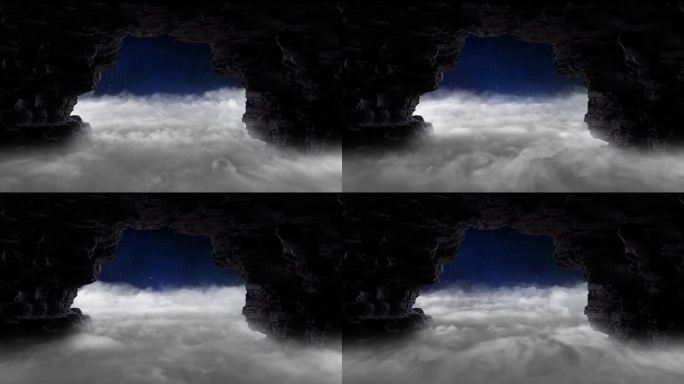 雾气弥漫的河流洞穴进入太空 4K 循环