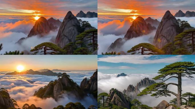 黄山日出云海壮丽景色