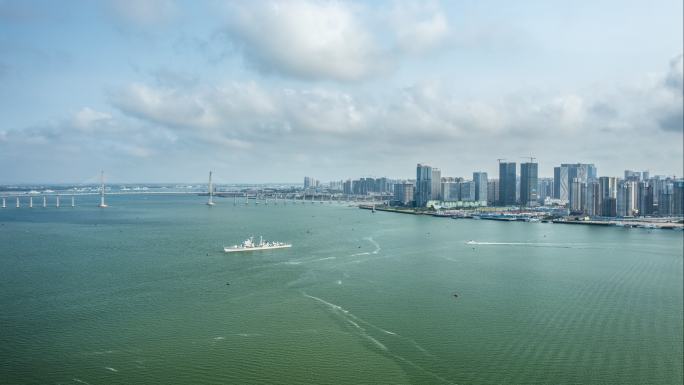 AB0668航拍湛江海湾大桥延时