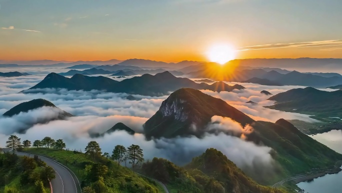 秦岭山脉日出延时壮丽景色