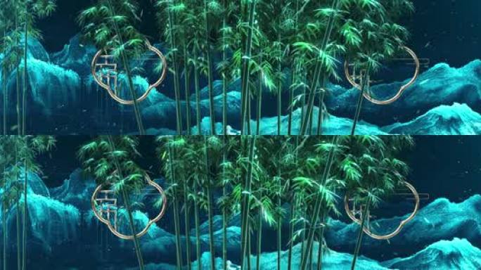 竹林山水 海棠窗