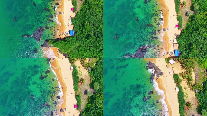 海南万宁山钦湾港北大桥航拍海岸线画面