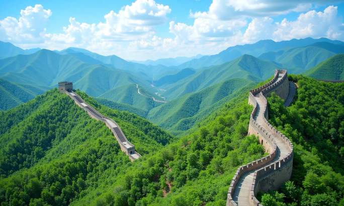 长城山间景色云海蜿蜒壮丽唯美航拍穿越机