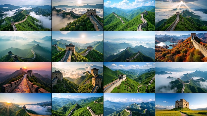 长城山间景色云海蜿蜒壮丽唯美航拍穿越机